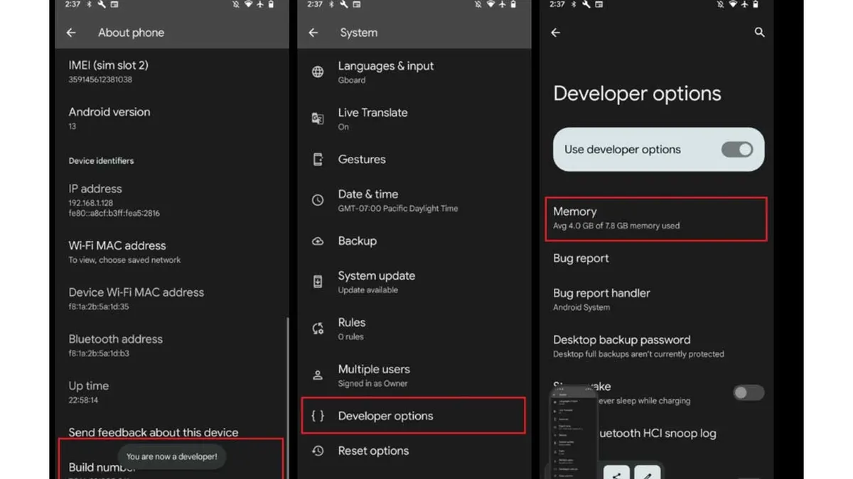 Android telefonlarda RAM kontrolü nasıl yapılır: Samsung, Realme, Xiaomi ve Pixel