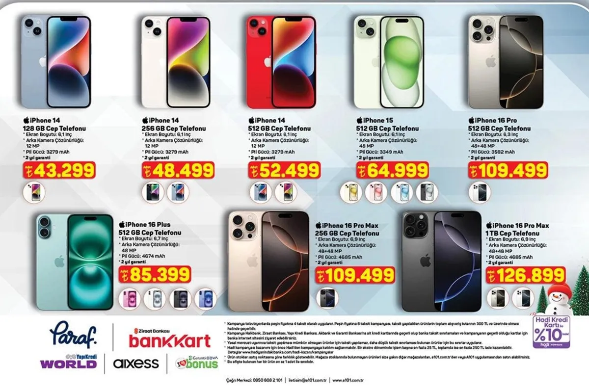 A101'den teknoloji bombası: iPhone 14'ten 16 Pro Max'e kadar tüm modeller satışta, işte fiyatlar!