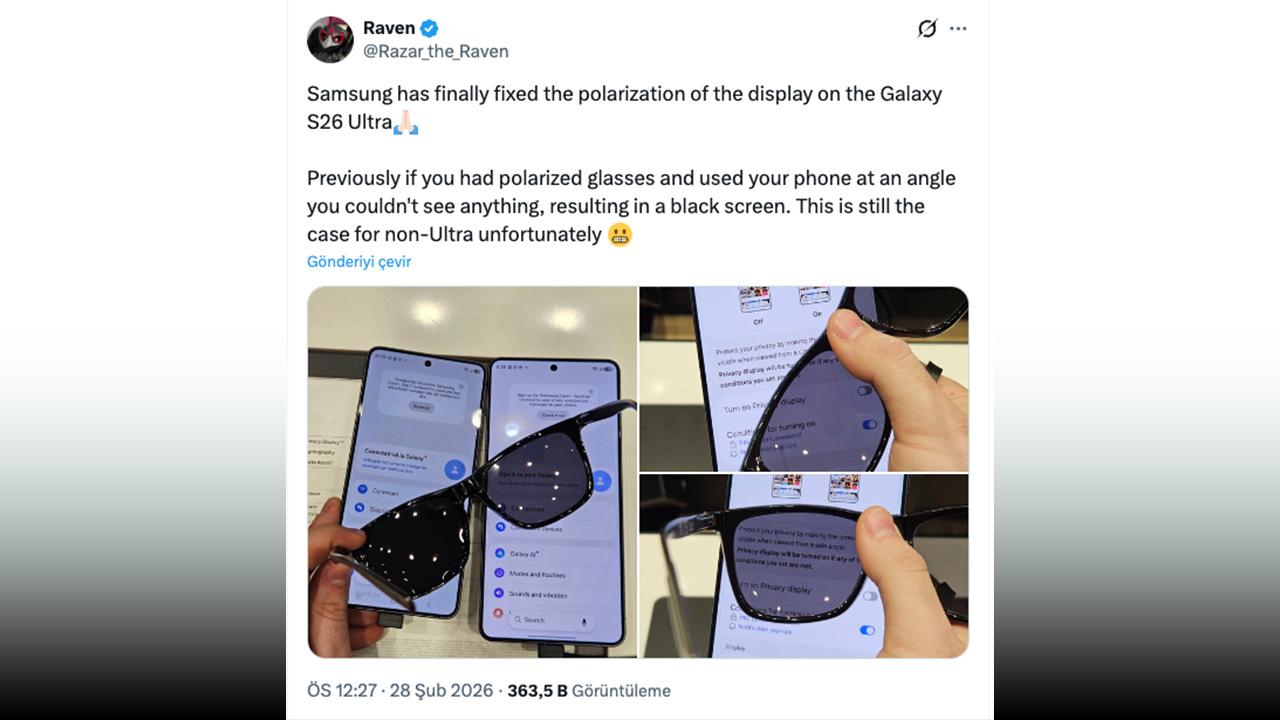Galaxy S26 Ultra güneş gözlükleriyle ilgili ciddi bir problemi çözüyor